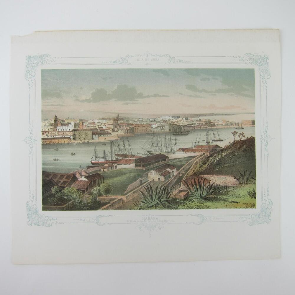 Federico Mialhe Chromolithograph Print Cuba Havana Casa Blanca 3 Antique 1855